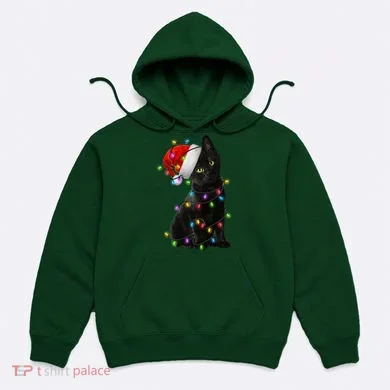 Christmas Lights Santa Kitty Hoodie