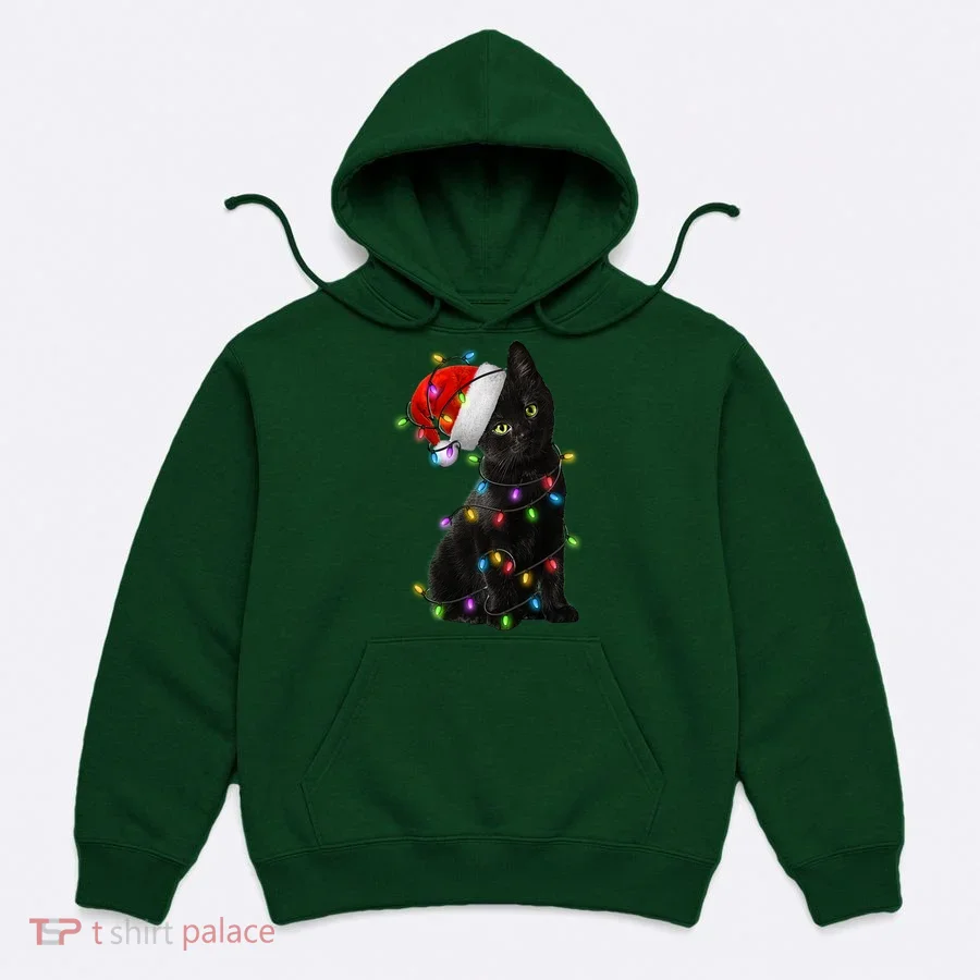 Christmas Lights Santa Kitty Hoodie