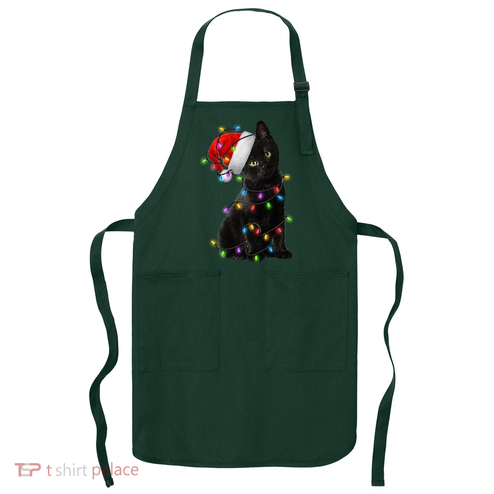 Christmas Lights Santa Kitty Apron