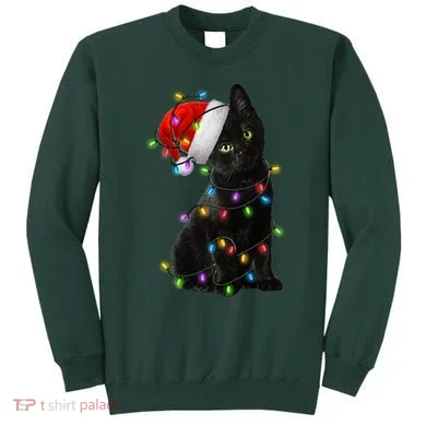 Christmas Lights Santa Kitty Sweatshirt