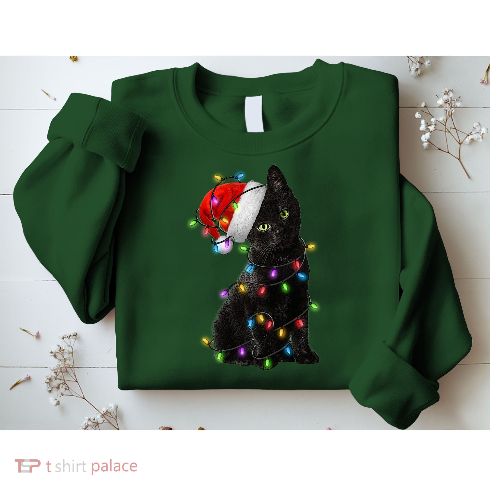 Christmas Lights Santa Kitty Sweatshirt