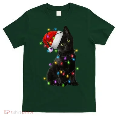 Christmas Lights Santa Kitty T-Shirt