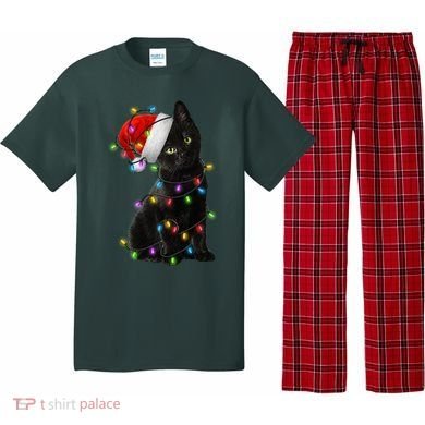 Christmas Lights Santa Kitty Pajama Set
