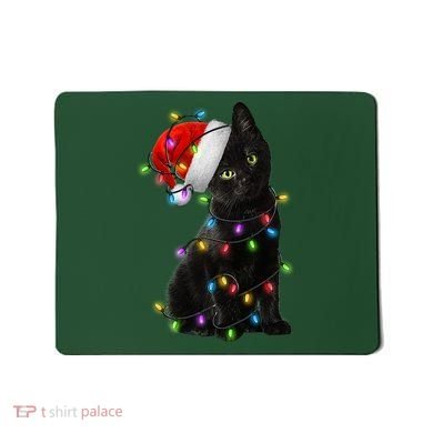 Christmas Lights Santa Kitty Mousepad