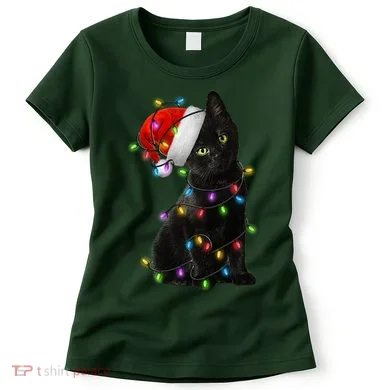 Christmas Lights Santa Kitty Women's T-Shirt