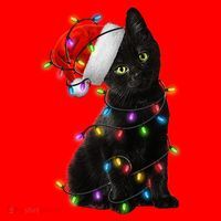 Christmas Lights Santa Kitty Santa Hat thumb 1