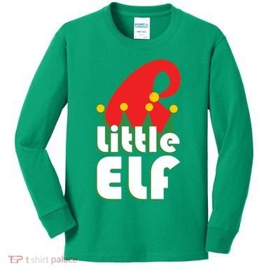 Christmas Little Elf Hat Kids Long Sleeve Shirt