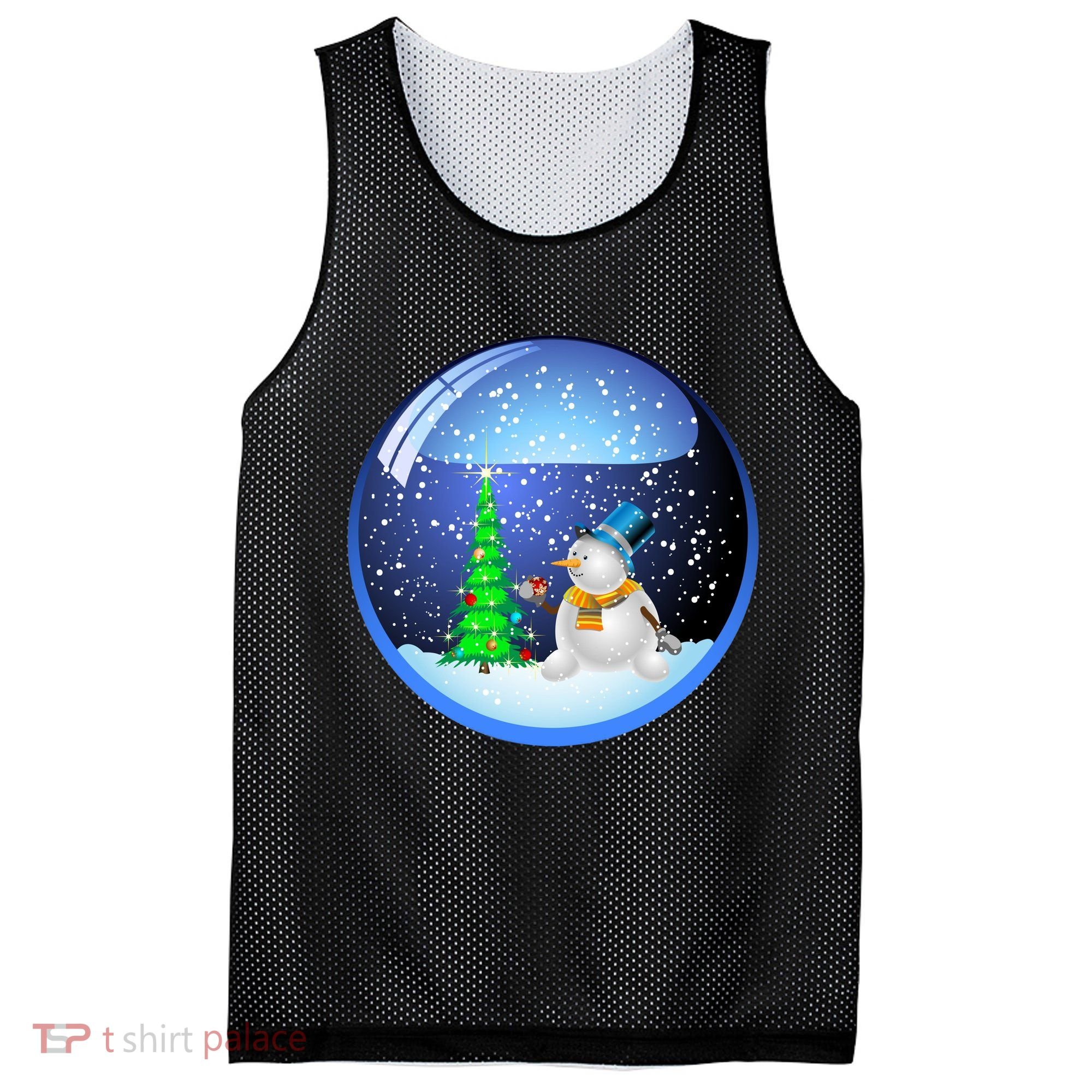 Christmas Little Snowman Globe Mesh Reversible Basketball Jersey Tank