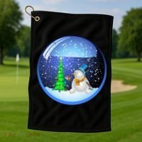Christmas Little Snowman Globe Golf Towel thumb 1