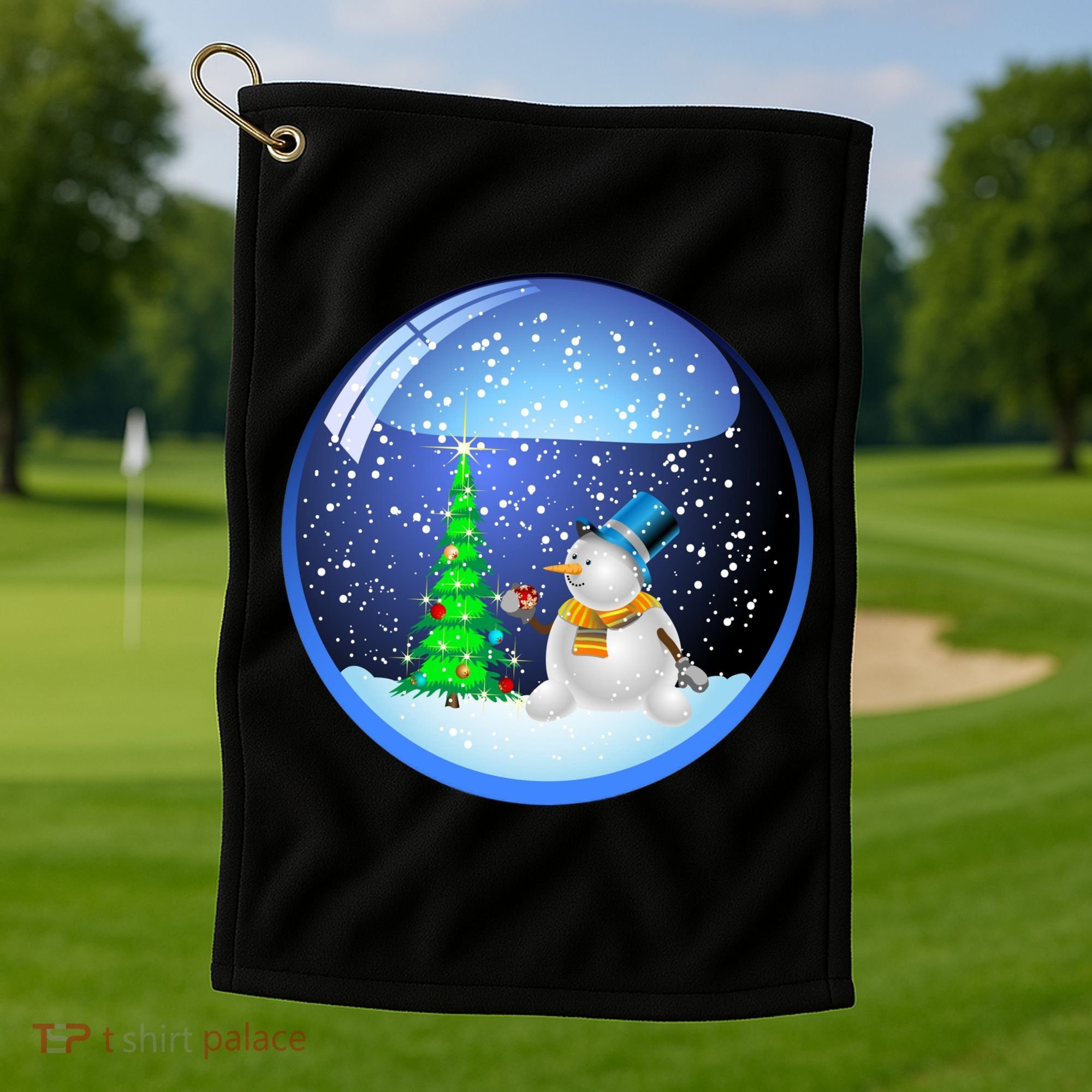 Christmas Little Snowman Globe Golf Towel