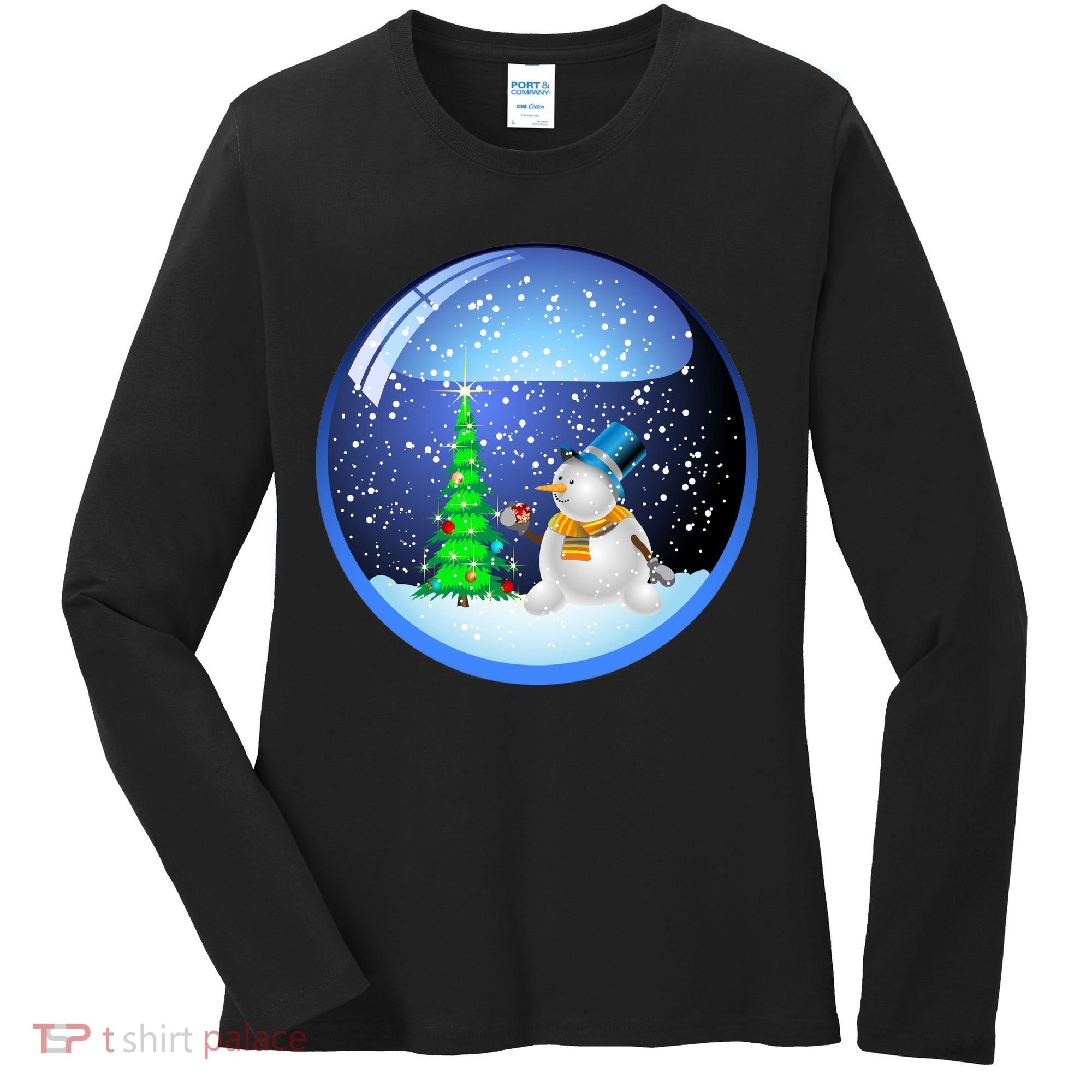 Christmas Little Snowman Globe Women's Long Sleeve Shirt