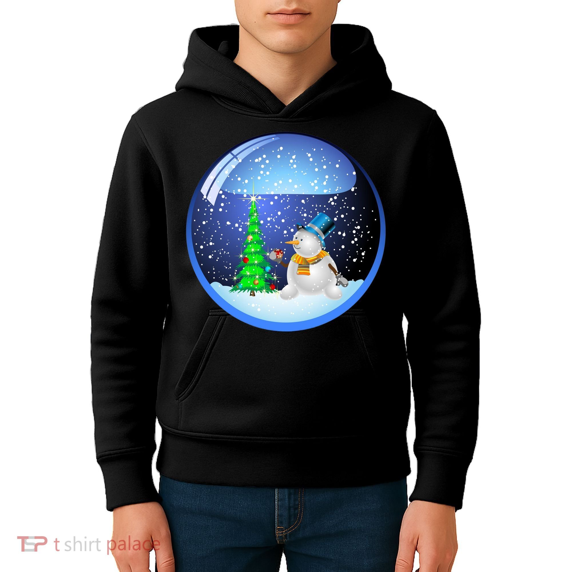 Christmas Little Snowman Globe Kids Hoodie