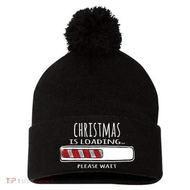 Christmas Loading... Pom Pom 12in Knit Beanie