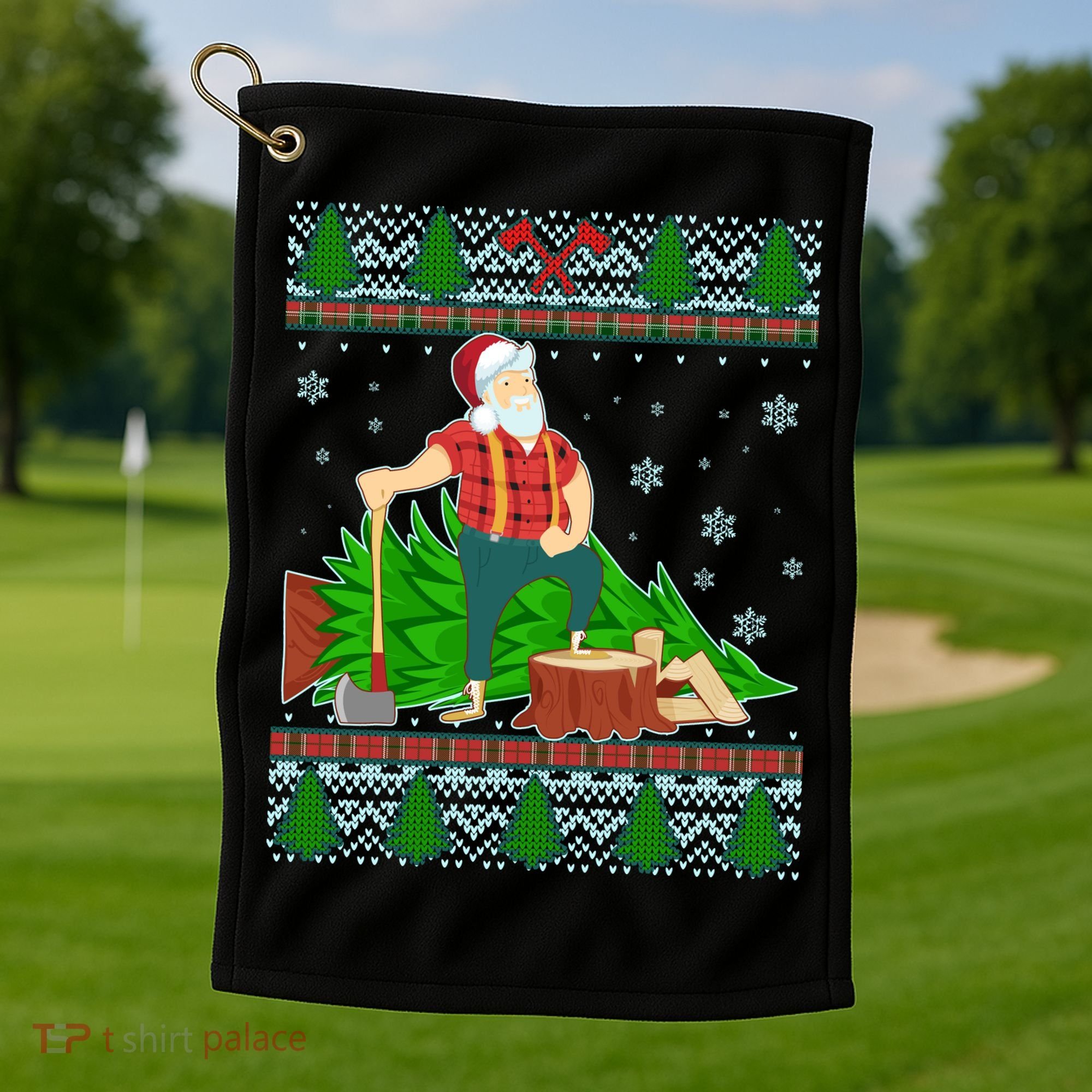 Christmas Lumber Santa Claus Golf Towel