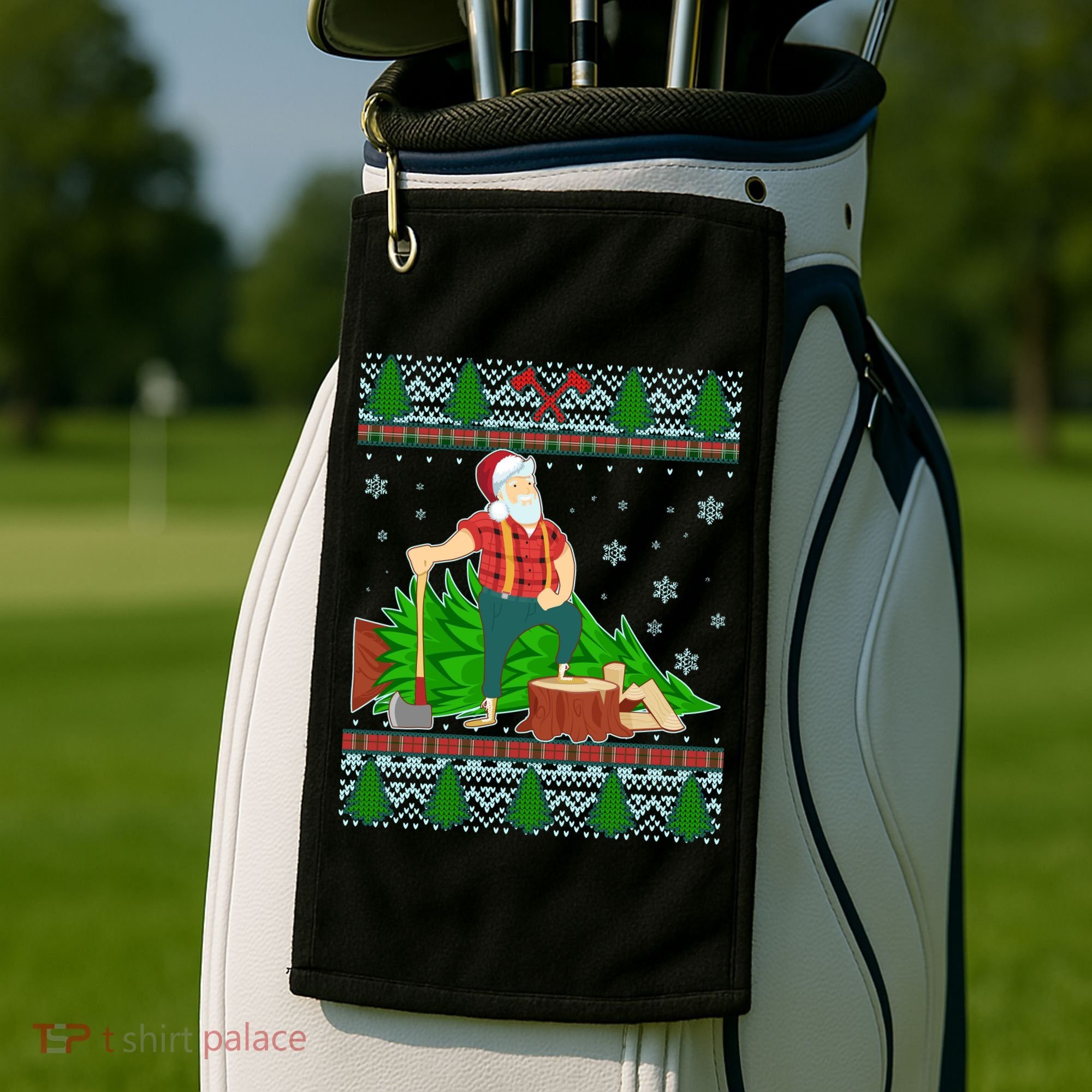 Christmas Lumber Santa Claus Golf Towel