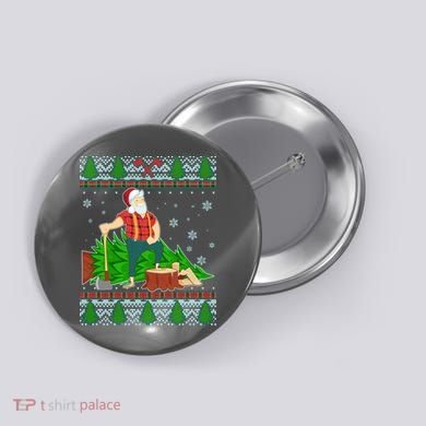 Christmas Lumber Santa Claus Button