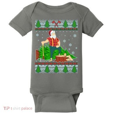 Christmas Lumber Santa Claus Baby Bodysuit