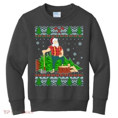 Christmas Lumber Santa Claus Kids Sweatshirt