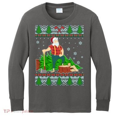 Christmas Lumber Santa Claus Kids Long Sleeve Shirt