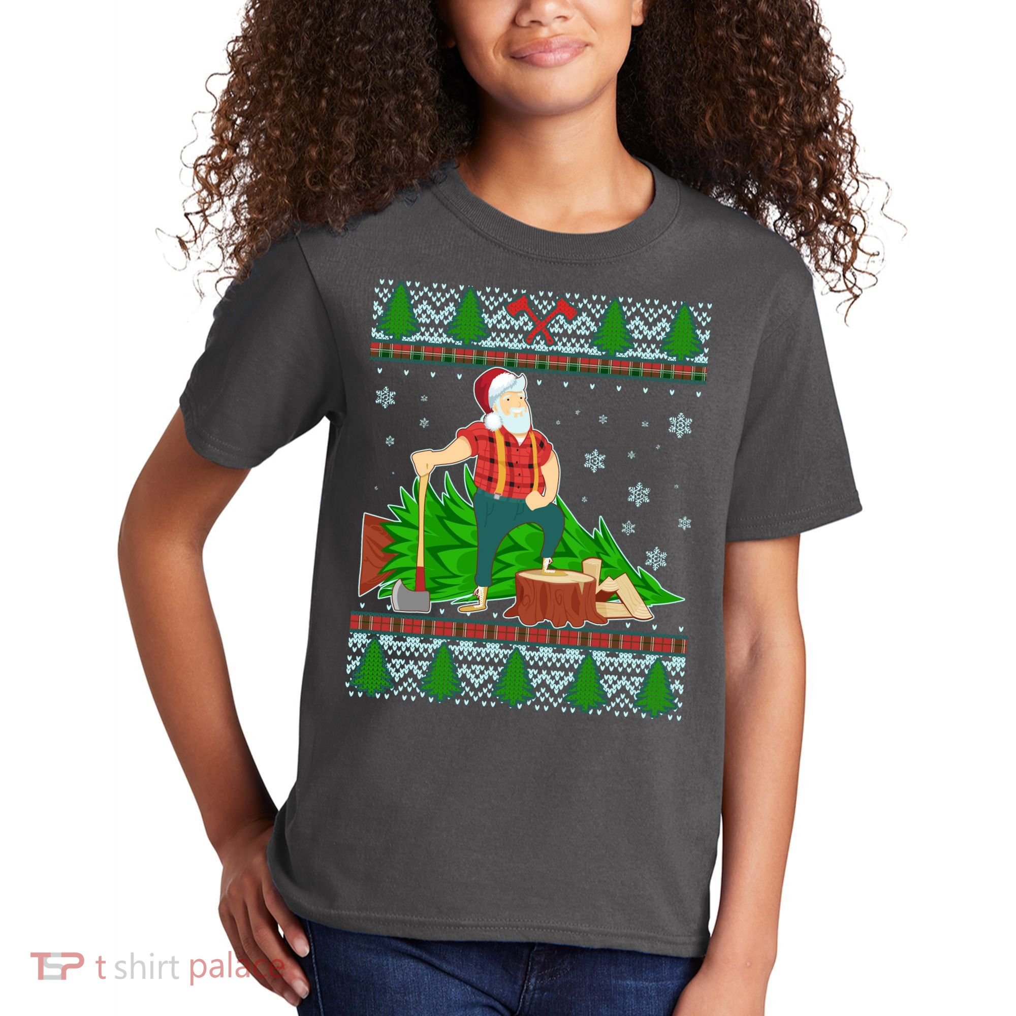 Christmas Lumber Santa Claus Kids T-Shirt