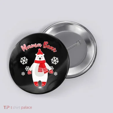 Christmas Mama Bear Button