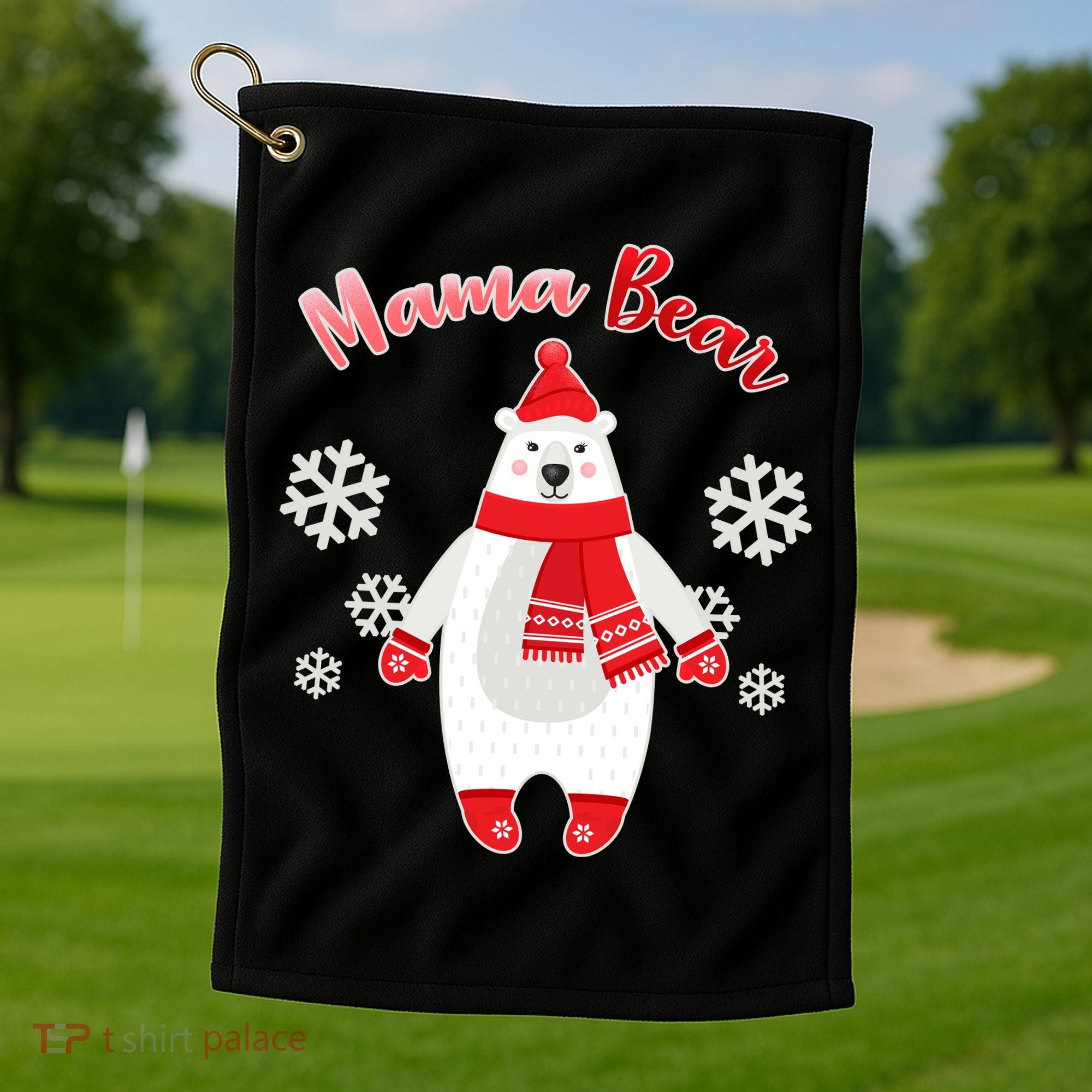 Christmas Mama Bear Golf Towel