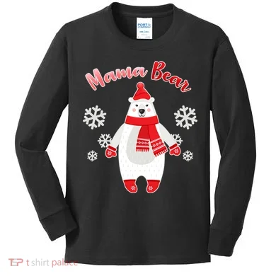 Christmas Mama Bear Kids Long Sleeve Shirt