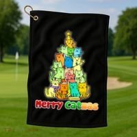 Christmas Merry Catmas Tree Golf Towel thumb 1
