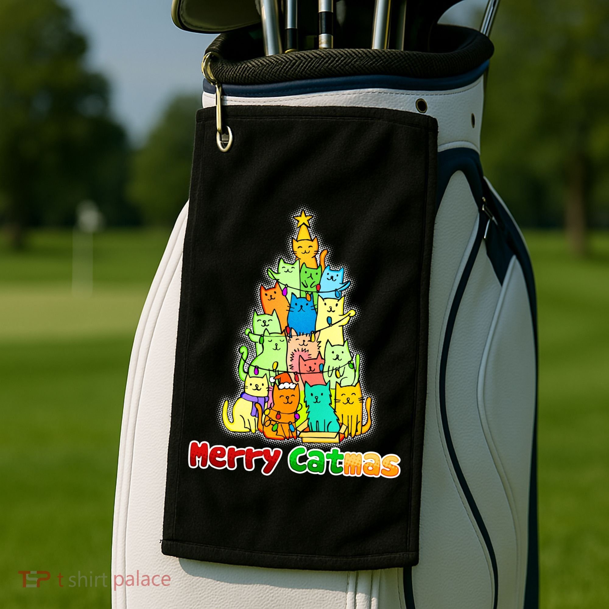 Christmas Merry Catmas Tree Golf Towel
