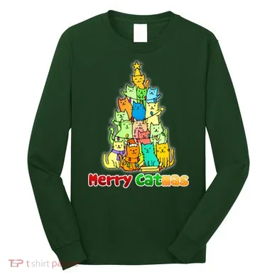 Christmas Merry Catmas Tree Long Sleeve Shirt