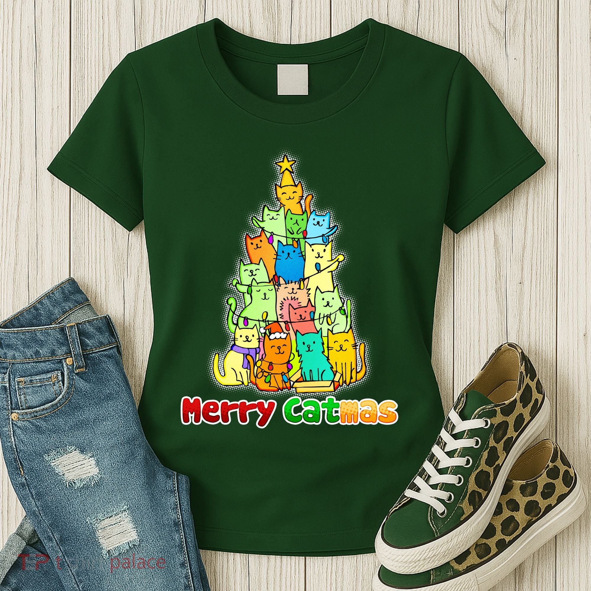 Christmas Merry Catmas Tree Women's T-Shirt