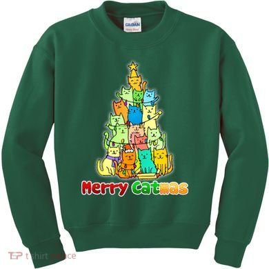 Christmas Merry Catmas Tree Kids Sweatshirt