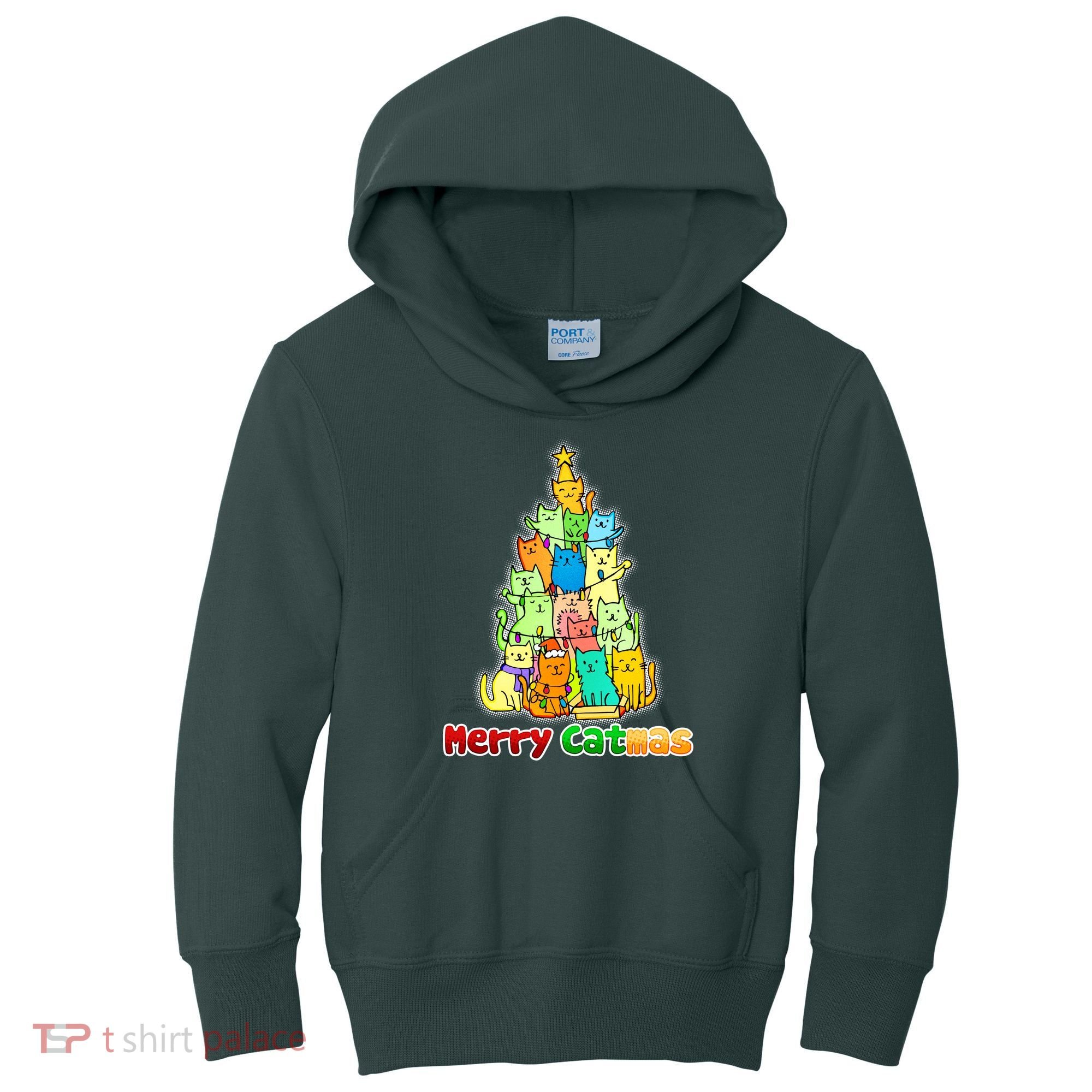 Christmas Merry Catmas Tree Kids Hoodie