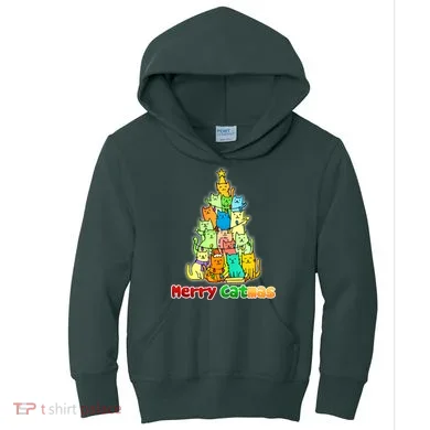Christmas Merry Catmas Tree Kids Hoodie