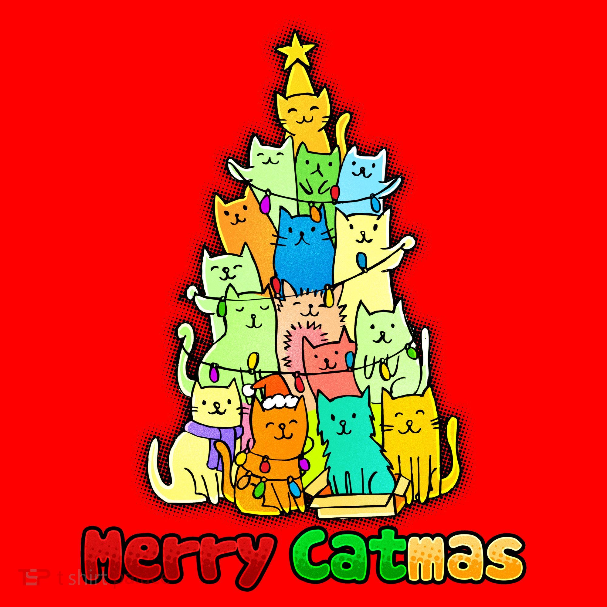 Christmas Merry Catmas Tree Santa Hat