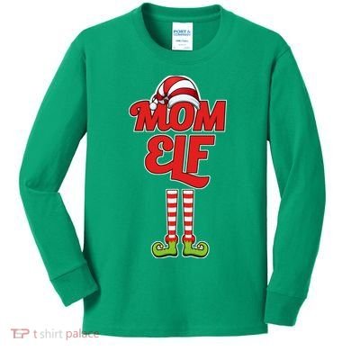 Christmas Mom Elf Kids Long Sleeve Shirt