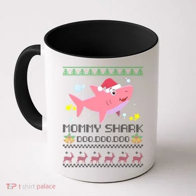 Christmas Mommy Shark Coffee Mug