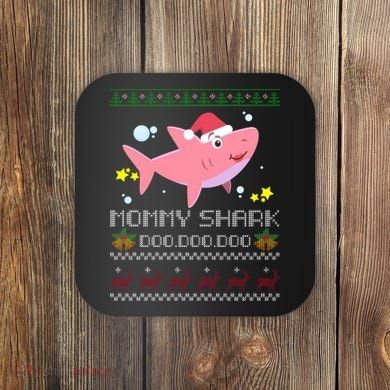 Christmas Mommy Shark Coaster