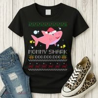 Christmas Mommy Shark Women's T-Shirt thumb 3