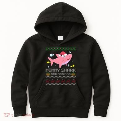 Christmas Mommy Shark Kids Hoodie