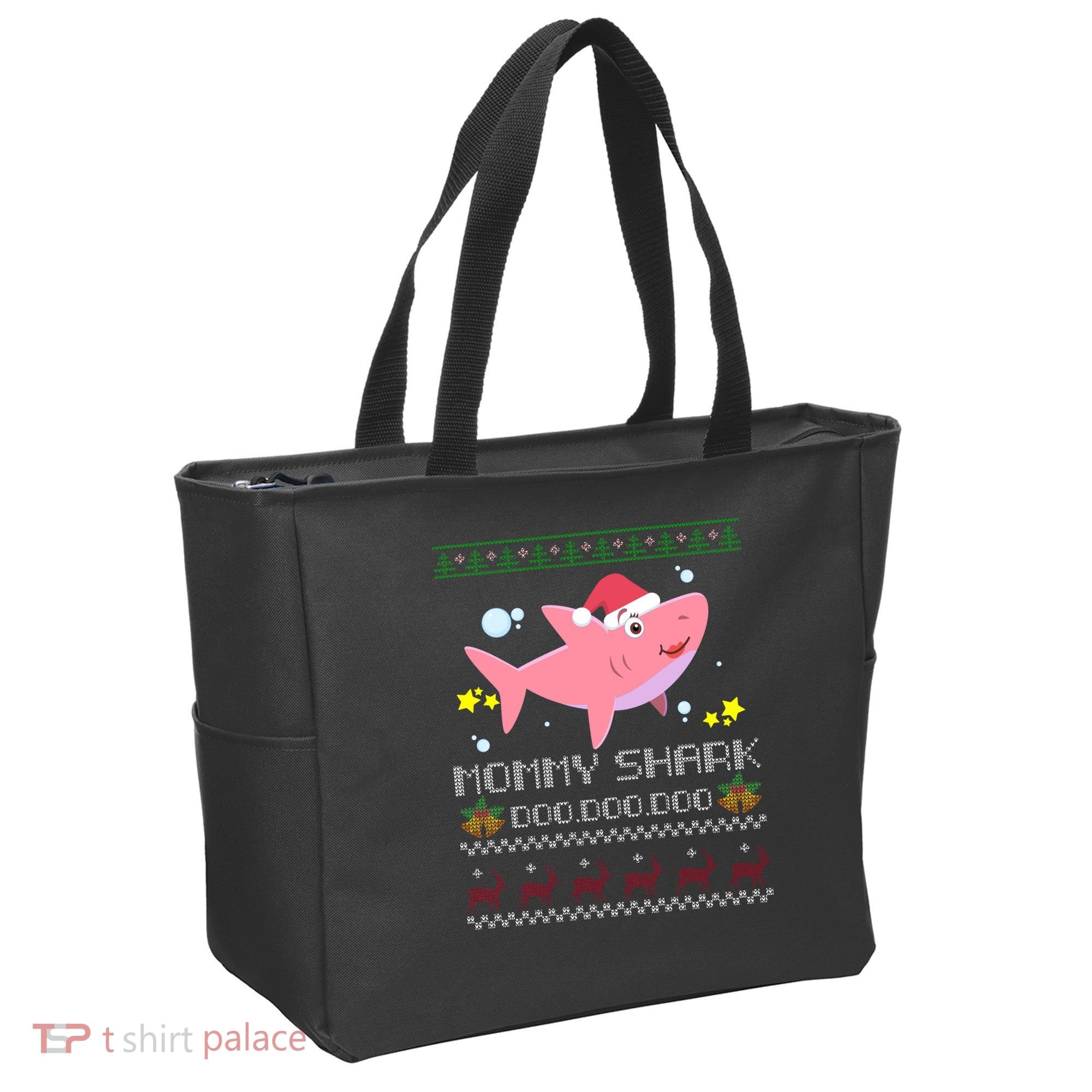Christmas Mommy Shark Tote Bag