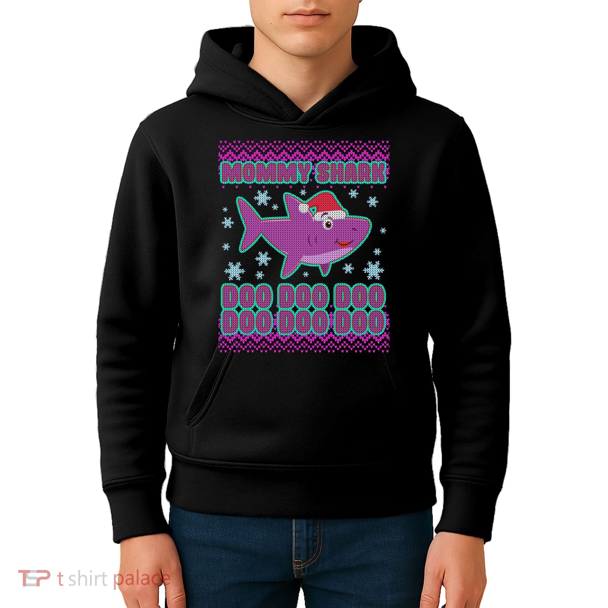 Christmas Mommy Shark Doo Doo Doo Kids Hoodie