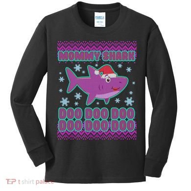 Christmas Mommy Shark Doo Doo Doo Kids Long Sleeve Shirt