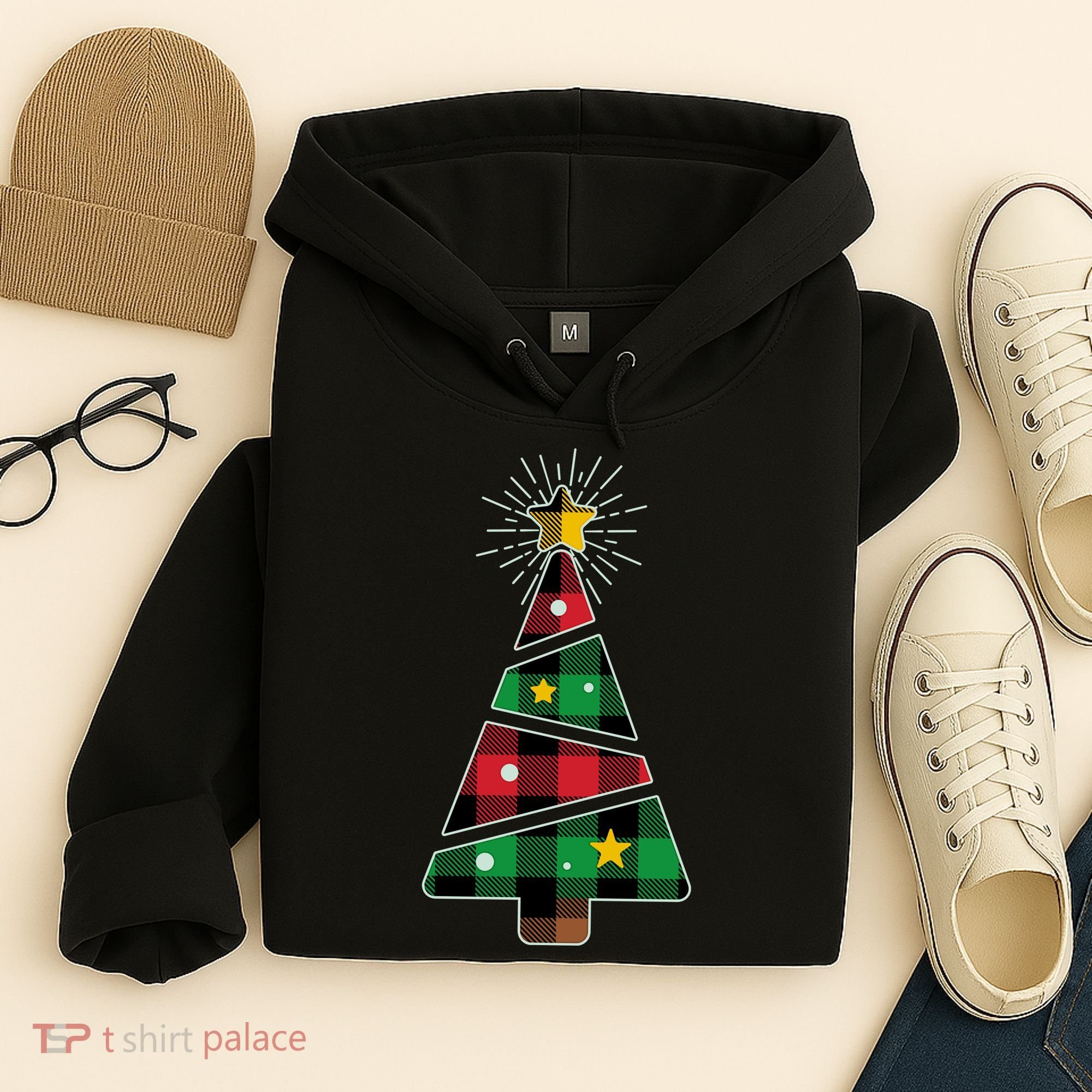 Christmas Multi Plaid Tree Hoodie