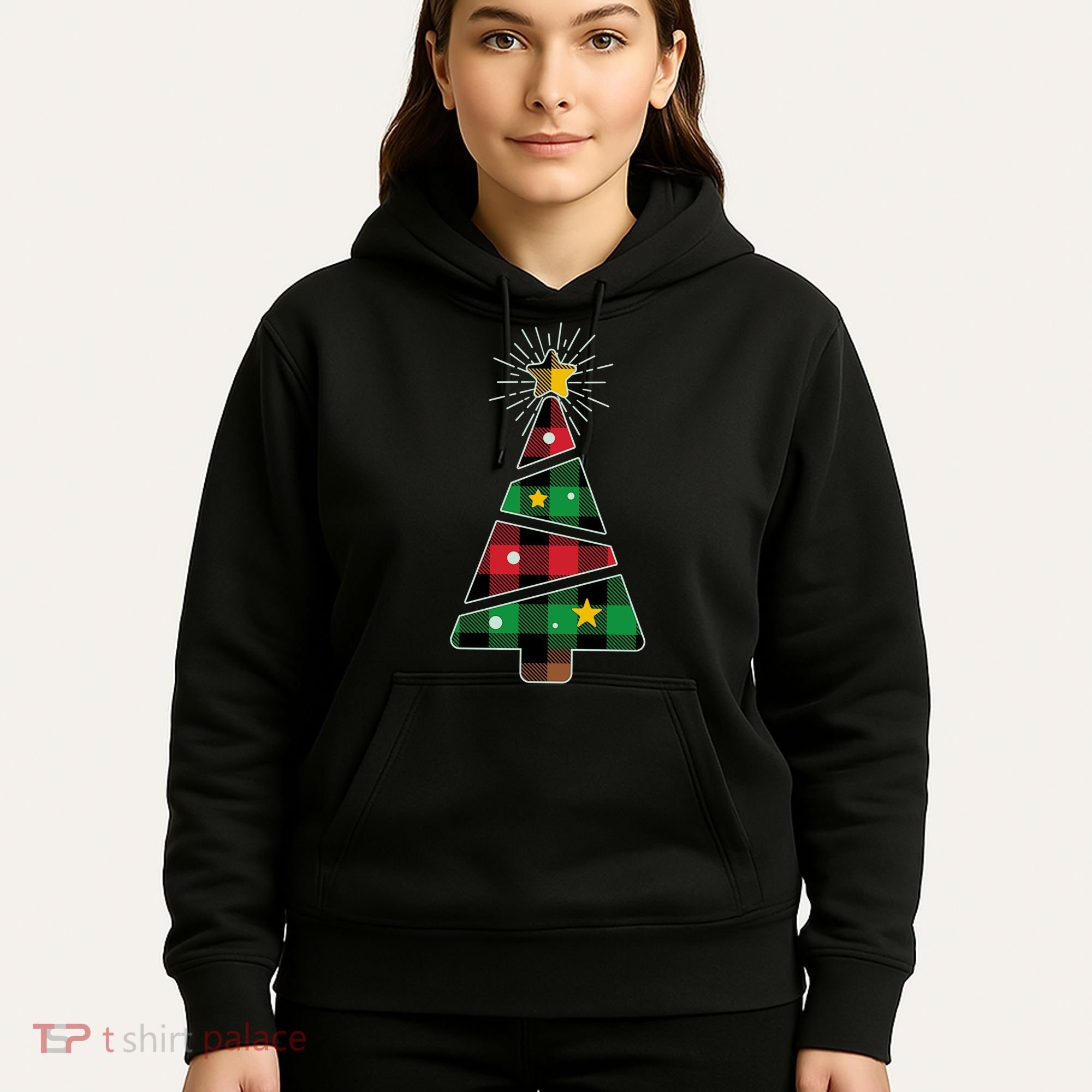 Christmas Multi Plaid Tree Hoodie