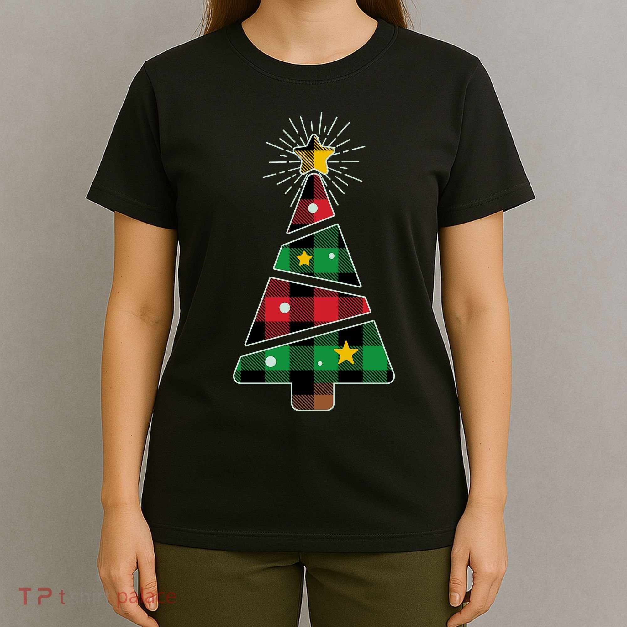 Christmas Multi Plaid Tree T-Shirt