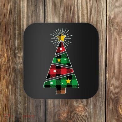 Christmas Multi Plaid Tree Coaster