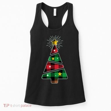 Christmas Multi Plaid Tree Women's Tank Top