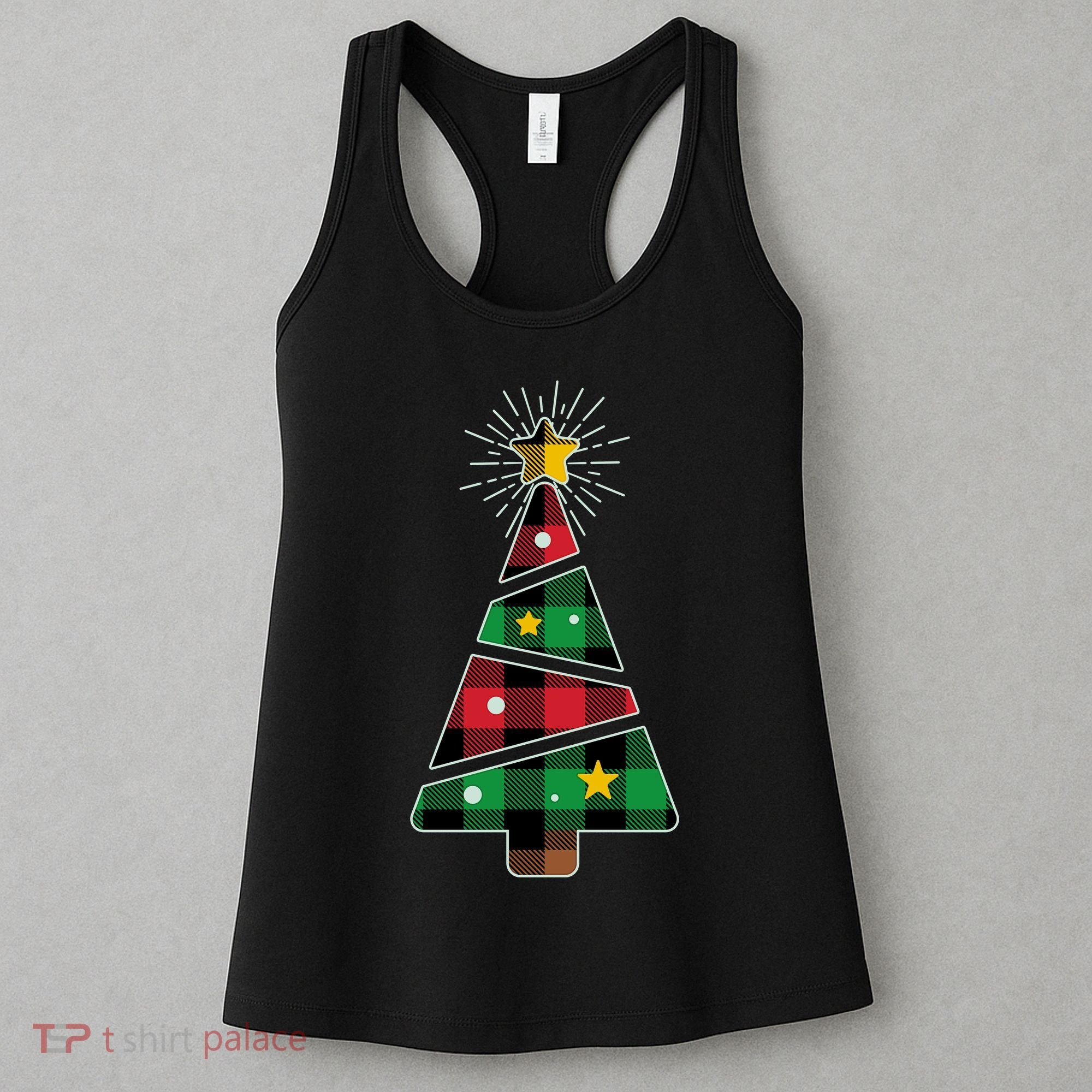 Christmas Multi Plaid Tree Women's Tank Top