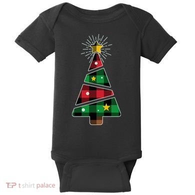 Christmas Multi Plaid Tree Baby Bodysuit